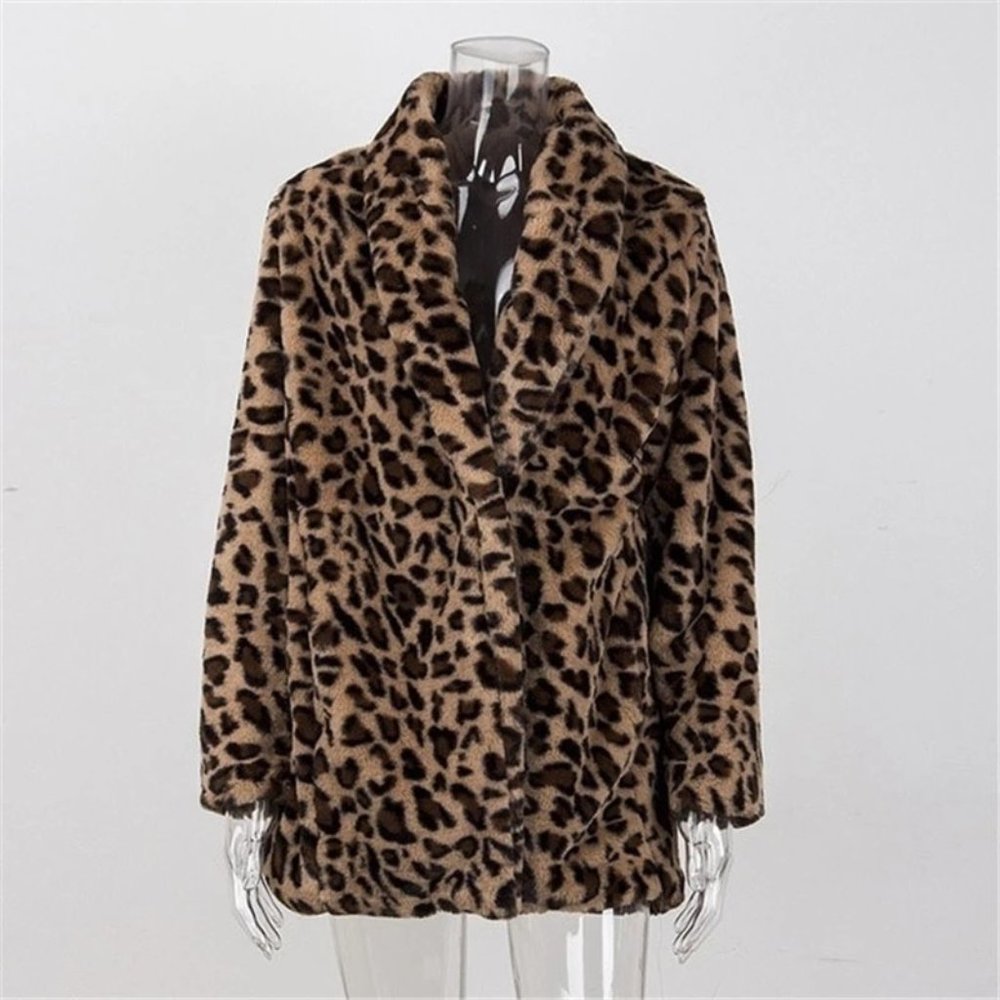 Leopard Print Jacket Womens Faux Fur Leopard Print Jacket - Picture 5 of 16